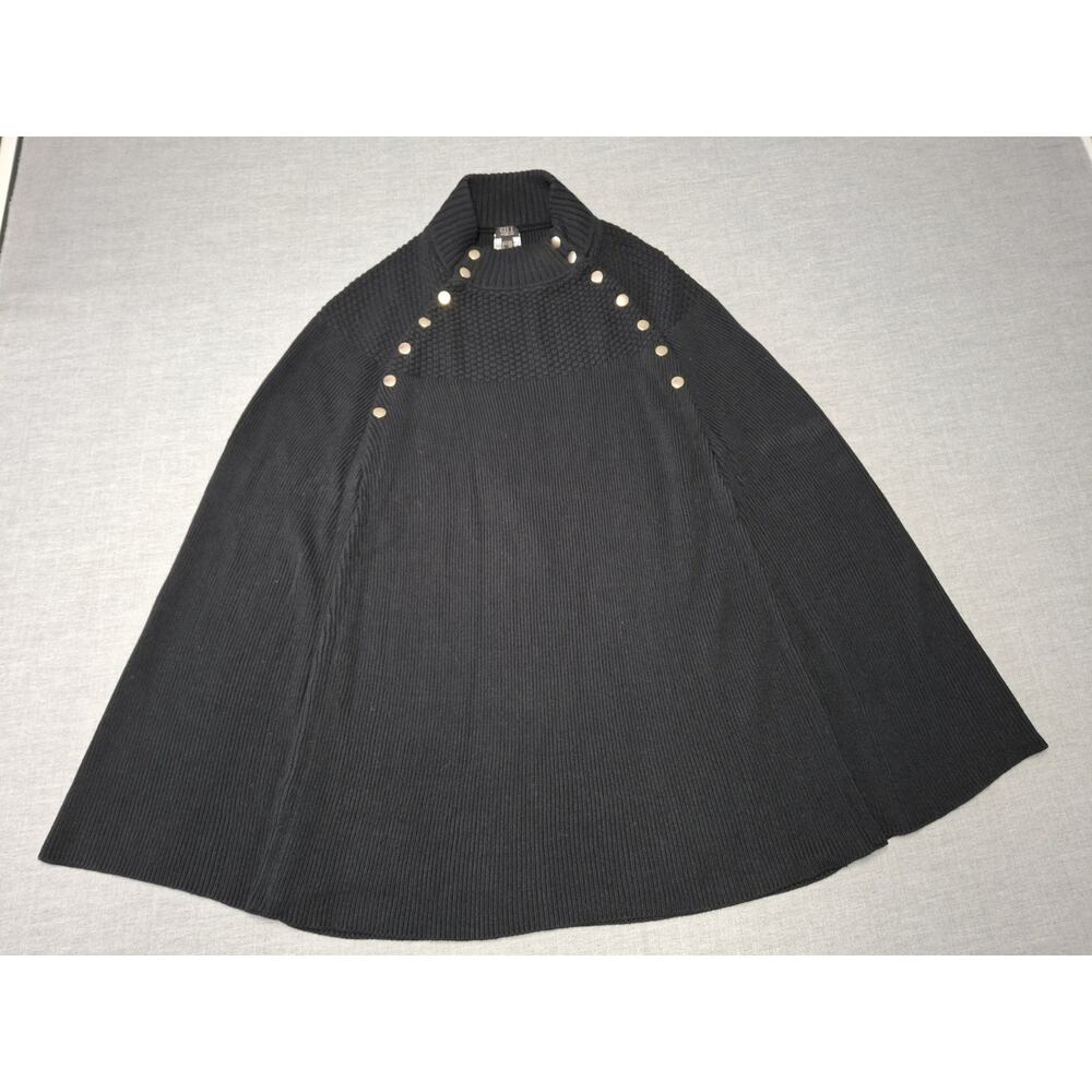 GILI Sweater Cape Poncho Mock Neck Button Detail Oversized Knit Womens XL QVC